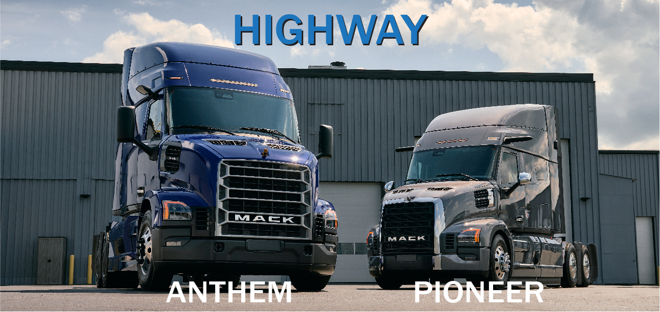 Anthem and Pioneer Trucks in a parking lot
